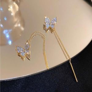 🪩🥳HOST PICK! NWT Alloy Rhinestone Butterfly Thread-Through Earrings🦋